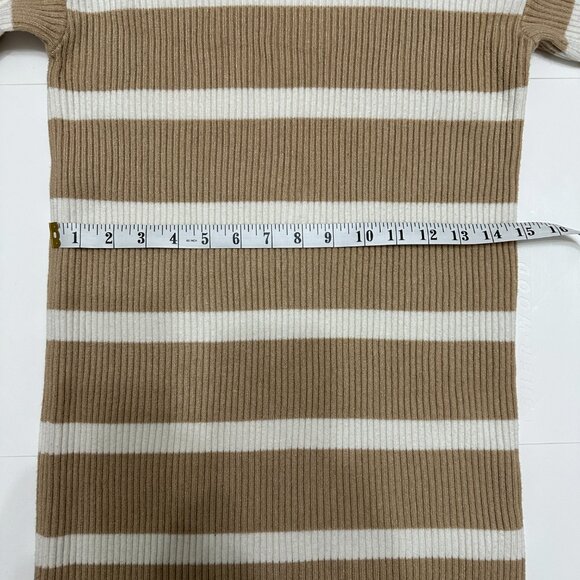 Abercrombie & Fitch Mockneck Mini Sweater Dress - Light Brown Stripe Size Small - Picture 5 of 7